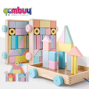 Jouet Macarons de chariot à tirer, blocs de construction en bois pour bébés - Product Image 6