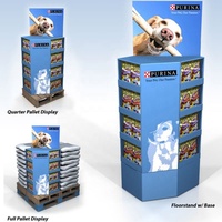 Support d'affichage en carton pour nourriture pour chiens, nouveau design d'usine, support d'affichage en carton pour sol, présentoirs, palette, présentoir pour nourriture pour chats