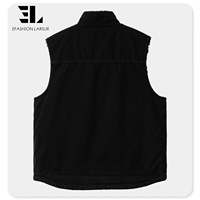 Gilet de travail en toile de canard épaisse personnalisé LARSUR pour hommes, doublé en sherpa, gilet cargo sans manches, veste gilet streetwear, hiver