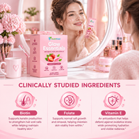 Bandes buccales ODM Glow saveur fraise, complément alimentaire très vendu, favorisant la santé des cheveux, des ongles et de la peau, et soutenant le système immunitaire