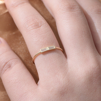 Mlluki Simple Wholesale Custom 925 Sterling Silver Jewelry Stacked Double Baguette Zircon Fine Thin Rings