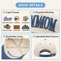 Gorras de Béisbol Personalizadas al por Mayor con Logotipo Bordado en 3D, 100% Algodón, Ajustables, de 5 Paneles, Estructuradas, de Dos Tonos, para Hombre y Mujer
