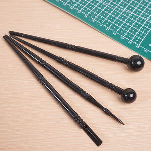 HUEVE Juego de 4 piezas de herramientas multifuncionales de plástico de doble punta para fondant, pétalos, arcilla, cerámica, manualidades, suministros de arte, color negro - Product Image 6