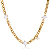 Ensemble de collier en acier inoxydable plaqué or à 3 niveaux chaîne serpent tour de cou à maillons taillés en diamant avec zircone cubique