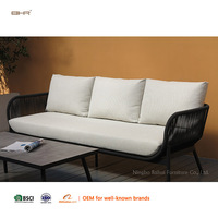 Ensemble de meubles de jardin en métal moderne BHR avec canapé en corde tressée et table basse pour patio de villa