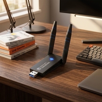 Adaptador USB WiFi sin Controlador, 1300Mbps, Doble Banda 5.8G y 2.4G, Tarjeta de Red Externa para Computadora de Escritorio y Portátil