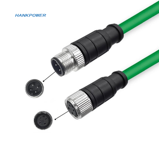 M12 4P Male to Female Shielded Cable High Flexibility Camera Industrial  M12 4Pin D a Coded Connector