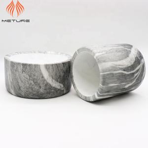 Tarros de vela de cerámica gruesa con estampado de mármol <span class=keywords><strong>gris</strong></span>, 12oz - Product Image 2