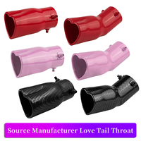 Silencieux d'échappement de voiture universel de luxe en acier inoxydable rouge/rose, de haute qualité, en forme de cœur, 63 mm, modèle 106