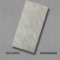 Carrelage en porcelaine aspect béton gris mat moderne 300x600 mm (12x24 pouces) antidérapant, rustique, pour sol et mur, idéal pour la décoration de salle de bain