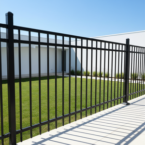 Eleganti Pannelli <span class=keywords><strong>per</strong></span> Recinzioni in Alluminio e Acciaio, Facilmente Assemblabili, Su Misura, 6 Piedi, a 3 Rotaie, Cima Piatta, <span class=keywords><strong>per</strong></span> Giardino - Product Image 1