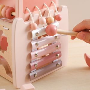 Giocattolo Educativo <span class=keywords><strong>Montessori</strong></span> in Legno per Bambini, Puzzle a Forma di Castello, Xilofono Multifunzionale, Gioco di Abbinamento e Inserimento - Product Image 5