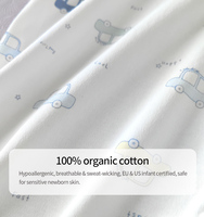 Combinaison bébé unisexe en coton biologique tricoté, écologique, à manches courtes, col bénitier, imprimé dessin animé, boutons YKK, logo personnalisé, nouveau-né