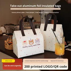 Disposable Insulated Composite Takeaway Packaging Bag for Desserts Catering Cakes Non-Woven Fabric Aluminum Foil Cooler Bag - Product Image 3