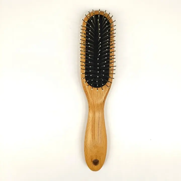 Расческа из нержавеющей стали натурального цвета с деревянной ручкой, частная этикетка, щетка для волос