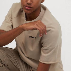 T-shirts amples à épaules tombantes de créateur, T-shirt vierge épais et surdimensionné, Streetwear 100% Coton, T-shirts unis pour hommes coupe carrée - Product Image 2