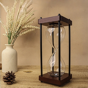 Reloj de Arena de Metal con Base de Madera y Logotipo Personalizado OEM para Regalo Promocional y Decoración de Escritorio - Product Image 4