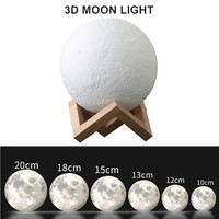 Usine pas cher 3D imprimé lune lampe colorée tactile USB LED veilleuse rechargeable veilleuse pour la décoration intérieure cadeau créatif