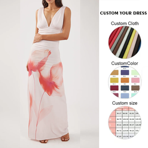 <span class=keywords><strong>Abito</strong></span> Lungo Floreale <span class=keywords><strong>Rosa</strong></span> Casual da Donna, Produzione Personalizzata di Abbigliamento Femminile - Product Image 3