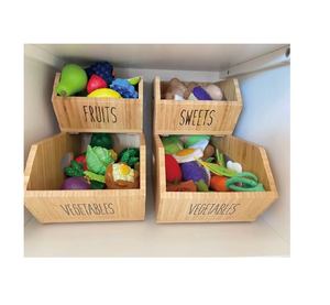 Lot de 2 bacs de rangement empilables en bois de <span class=keywords><strong>bambou</strong></span>, boîtes d'organisation - Product Image 6