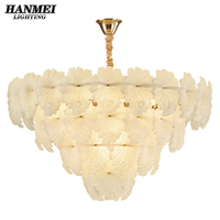 Lustre en verre à pétales moderne et luxueux, luminaire suspendu romantique pour salon et restaurant
