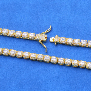Streetwear Fashion 24K <b>Gold</b> Dipped Finish Crushed Ice Baguette Moissanite S925 Silver Tension <b>Set</b> Ice Bling Custom Factory OEMs - Product Image 4