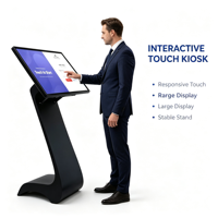 Kiosque d'information tactile de 50 pouces, base en forme de S, système d'exploitation Windows, adapté à divers lieux publics
