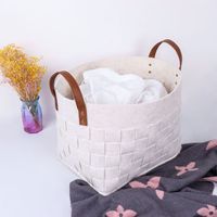 Panier de rangement pliable en feutre écologique avec poignée pour la lessive, les voyages et l'utilisation dans le placard - Design nordique