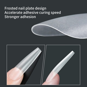 240 pièces/boîte – Faux ongles ultra-fins givrés à presser, longs en forme de T, sans trace, pour manucure française, application facile - Product Image 2