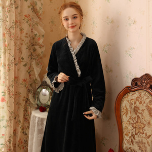 <span class=keywords><strong>Pigiama</strong></span> da donna in stile principessa oversize lungo Sexy in cotone francese retrò con abiti da casa in <span class=keywords><strong>pile</strong></span> a maniche lunghe - Product Image 3