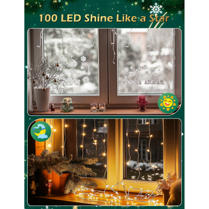 Aigostar 100 LED luci della tenda di natale 3M + 5M * 0.6M 8 modalità IP44 bianco caldo per matrimoni e feste di Halloween - Product Image 4