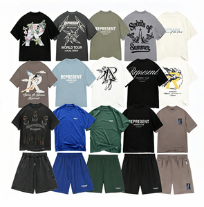 T-shirt Vintage Oversize da Uomo in Cotone 180g, Maglietta a Maniche Corte Stile High-Street con Motivo Squalo della <span class=keywords><strong>Serie</strong></span> Club - Product Image 1