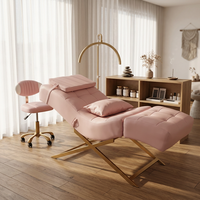 Chaise de salon pliante Modern S pour soins de beauté sourcils cils lèvres dodues massages pour spa hôtels et écoles en cuir