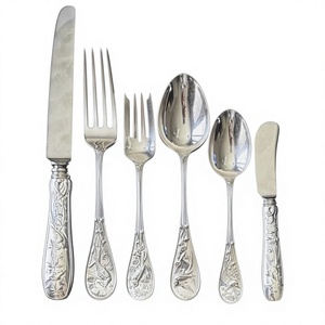 Classic Silver-Plated Flatware <b>Set</b> With Mirror Polish Handles For Wedding Dinner Use Dining Tableware Cutlery <b>Sets</b> 6 Pcs - Product Image 1