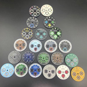 Cadran de montre Mod émaillé ou à effet soleil, triple chronographe, 29,5 mm, vert lumineux, compatible avec le mouvement VK63 - Product Image 1