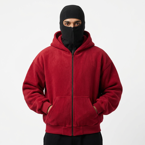 Balaclava et sweats à capuche zippés style ninja, avec logo personnalisé, en polaire tendance, masques de ski intégrés, pour hommes, avec masque intégré et manches longues - Product Image 1