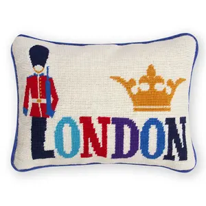 Fundas de cojín de diseñador de lujo, accesorio decorativo personalizado de Londres, bordado