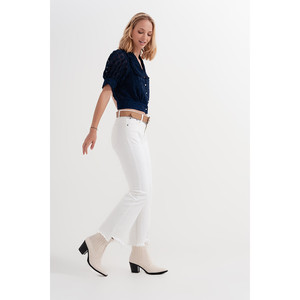 Pantaloni dritti bianchi con caviglie larghe - Product Image 2