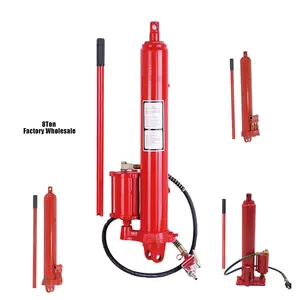 Air + hydraulic 8Ton /12Ton Long Ram Jack con bomba de doble pistón y base de horquilla