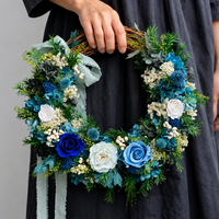 Guirlandes de fleurs séchées bleues naturelles de haute qualité, couronnes pour la remise des diplômes, Noël, Thanksgiving, Halloween, décoration, couronne de fleurs préservées