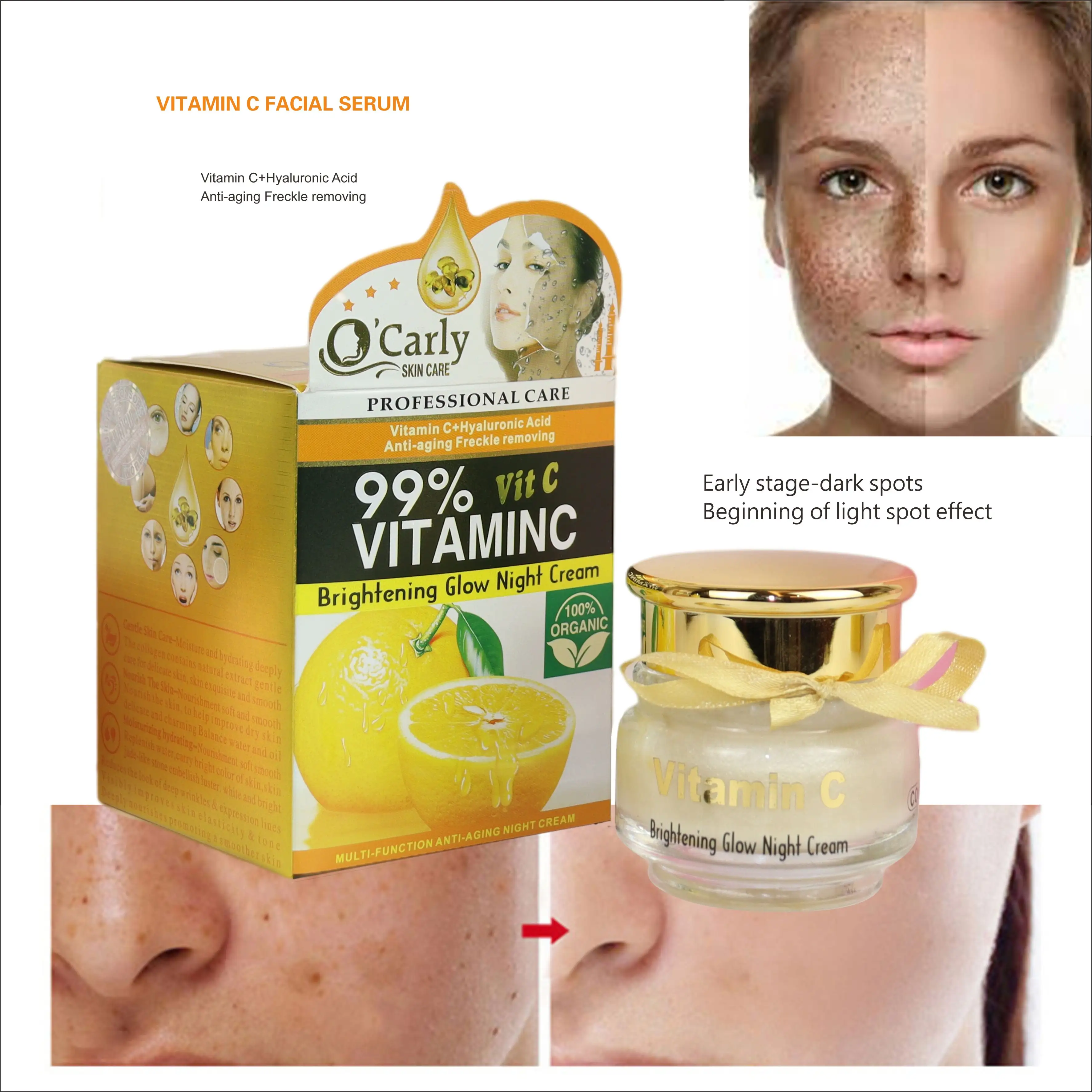 Profession elle Pflege Bio Keine Nebenwirkungen Anti-Aging-Öl kontrolle Aufhellende Aufhellung Hyaluron säure Vitamin C Nacht creme