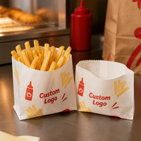 Sac en papier pour frites, résistant à la graisse, en papier kraft, emballage pour snacks frits, fournisseur en gros