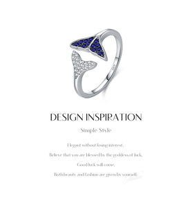 S925 Silver Geometric <b>Ring</b> With Blue And Clear Pave <b>Crystals</b> Trendy Design Unisex Everyday Wear - Product Image 6