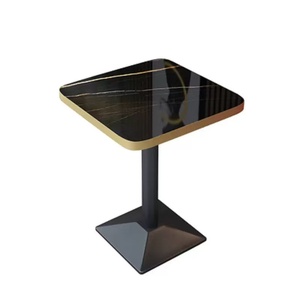 Conjunto de Mesa de Comedor Moderna y Sillas con Respaldo de Escalera, Asientos Redondos de Cuero con Pedestal para Restaurante, Cafetería, Salón - Product Image 2