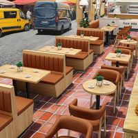 Meubles de restaurant de restauration rapide au design moderne personnalisable Ensembles de banquettes canapés en bois Offre Spéciale avec table et sièges de salle à manger