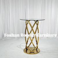 Mobilier de mariage Table de bar ronde en acier inoxydable dorée de haute qualité avec verre Table de bar d'extérieur design