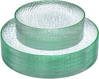 60 Assiettes jetables en plastique vert transparent, robustes et élégantes, effet martelé, pour fêtes, comprenant 30 assiettes à dîner et 30 assiettes à salade