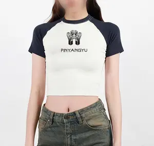 Toptan % 100% pamuk raglan T Shirt yüksek kalite Unisex rahat t-shirt özel Logo T Shirt bayanlar ve kızlar