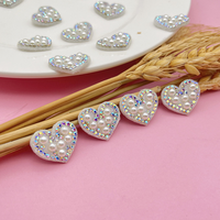 Vente en gros de strass AB 22x19mm à coudre ou à coller, décoration pour pinces à cheveux, accessoires vestimentaires, appliques en forme de cœur, patchs perlés