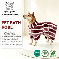 Peignoir de séchage pour chien en microfibre rayée, super absorbant, serviette de bain pour chien, peignoir de bain à séchage rapide pour animaux de compagnie après la douche